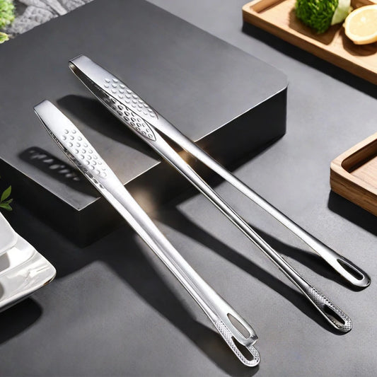 WORTHBUY 304 Stainless Steel Food Tongs Long Handle Non-Slip Barbecue