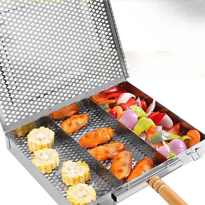 Barbecue Grilling Basket Grill Net with Handle Portable Lightweight